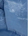 Blue linen/cotton scarf with floral print | Roberto Verino