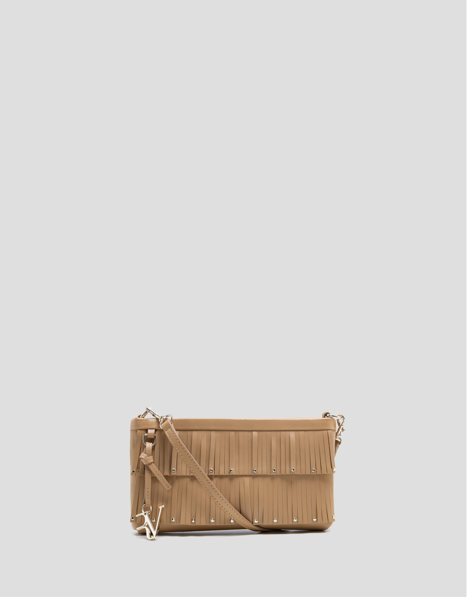 Chloe mini bag in hazelnut leather with fringe | Roberto Verino