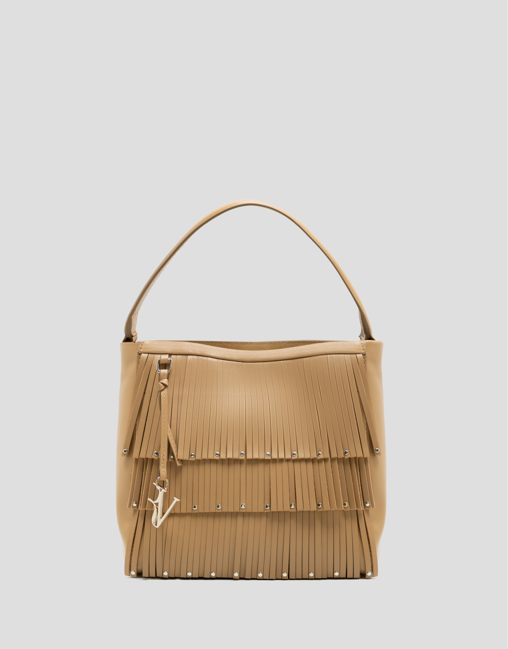 Bolso Bucket Chloe piel avellana con flecos | Roberto Verino