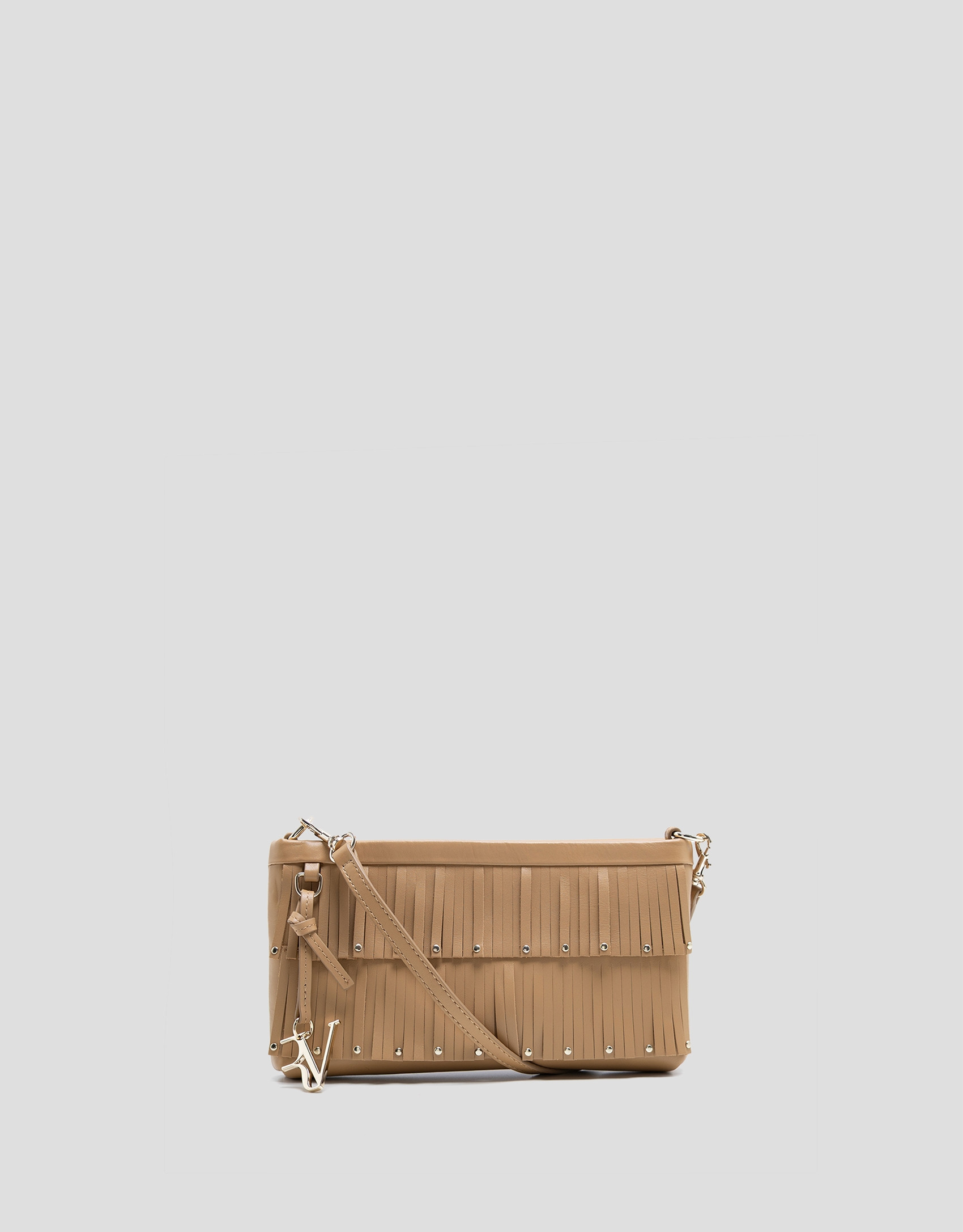 Chloe mini bag in hazelnut leather with fringe | Roberto Verino