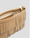 Chloe mini bag in hazelnut leather with fringe | Roberto Verino
