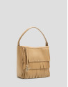 Bolso Bucket Chloe piel avellana con flecos | Roberto Verino