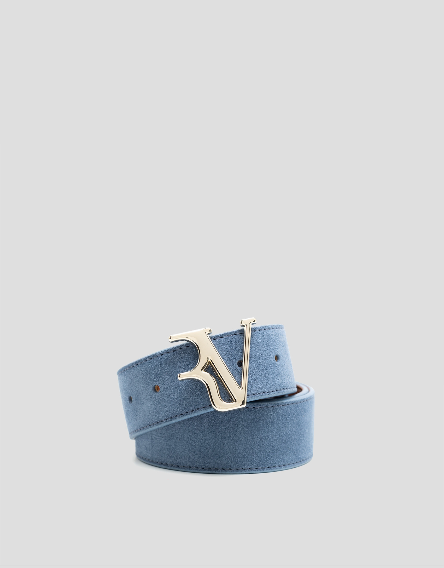 Blue split leather belt - Woman - SS2026 | Roberto Verino