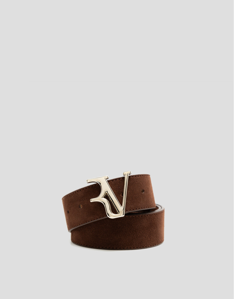 Brown split leather belt - Woman - SS2026 | Roberto Verino