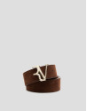 Brown split leather belt - Woman - SS2026 | Roberto Verino
