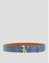 Blue split leather belt - Woman - SS2026 | Roberto Verino