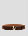 Brown split leather belt - Woman - SS2026 | Roberto Verino