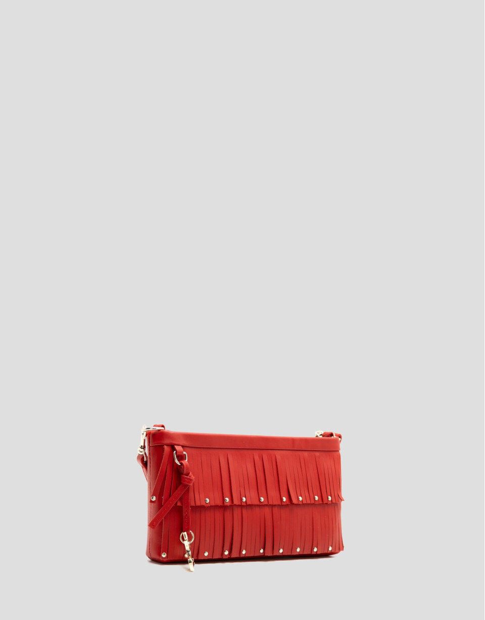 Mini Chloe bag in red leather with fringe | Roberto Verino