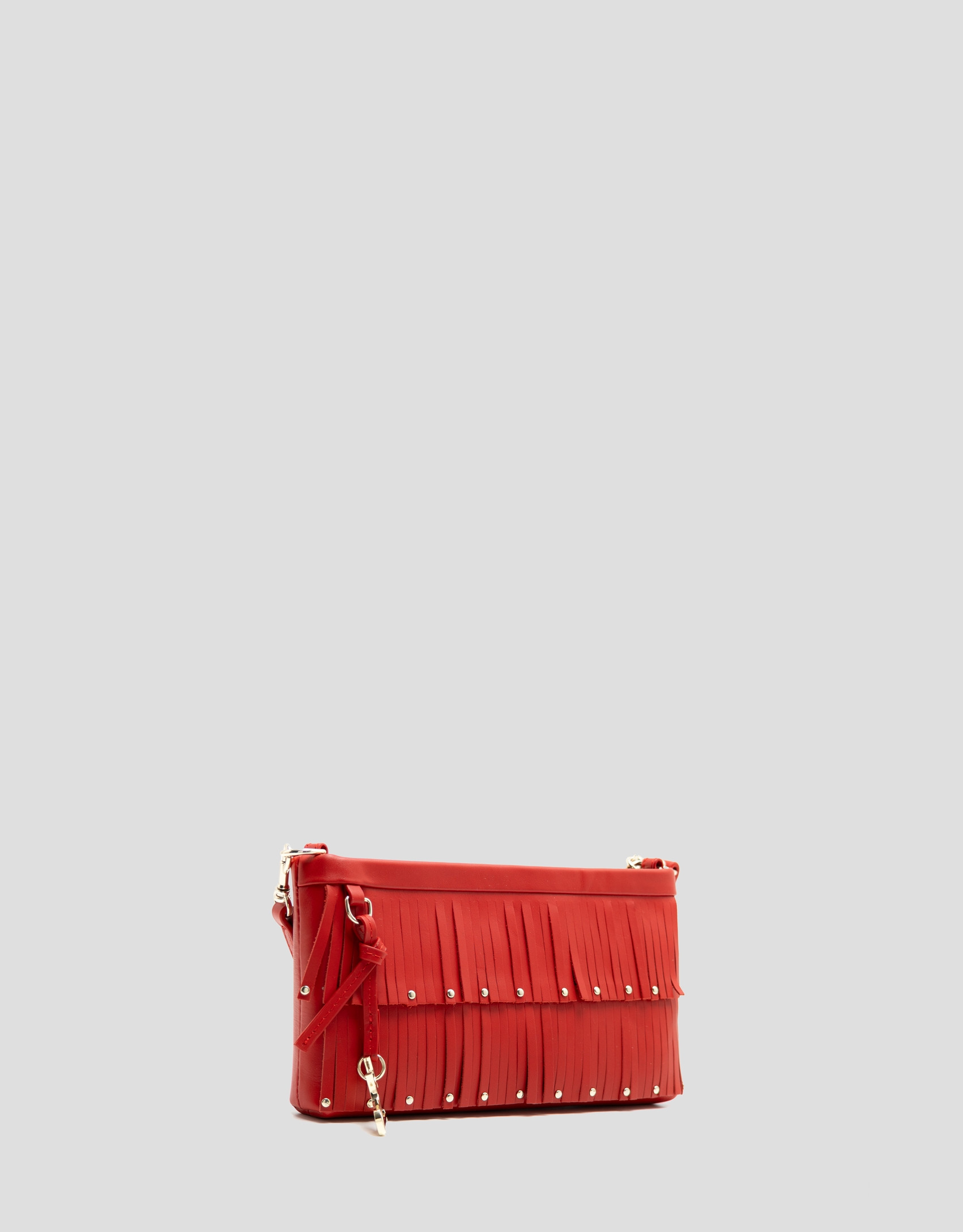 Mini Chloe bag in red leather with fringe | Roberto Verino