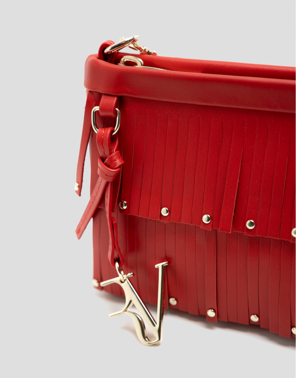 Mini Chloe bag in red leather with fringe | Roberto Verino