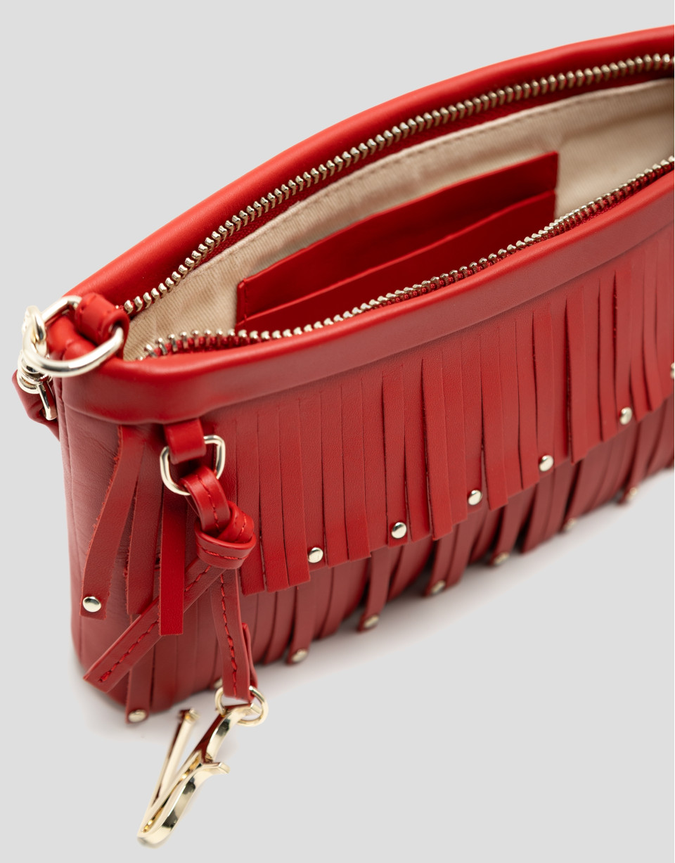 Mini Chloe bag in red leather with fringe | Roberto Verino