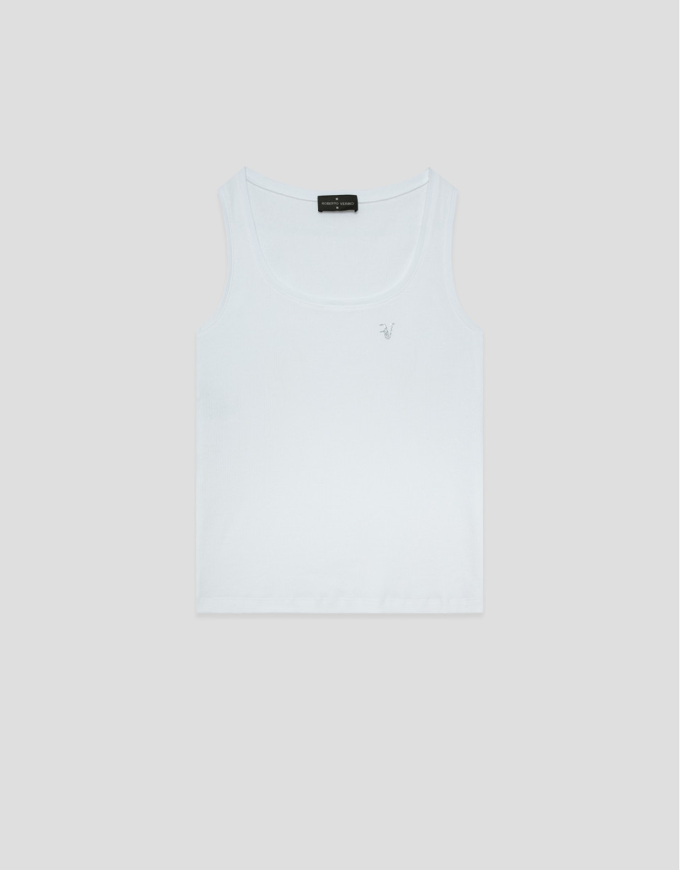 White ribbed tank top - Woman - SS2026 | Roberto Verino