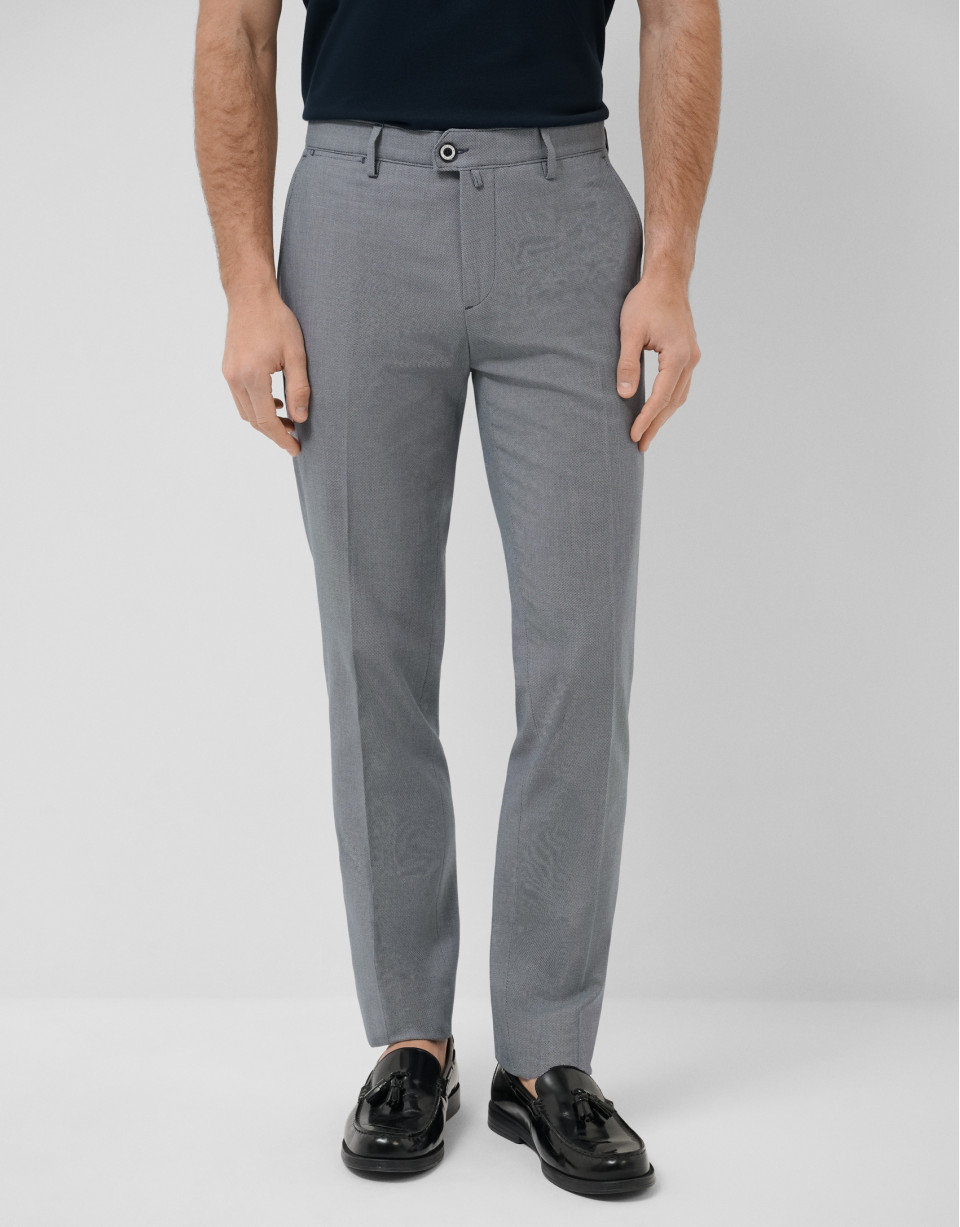 Navy blue bird's eye chino trousers - Man | Roberto Verino