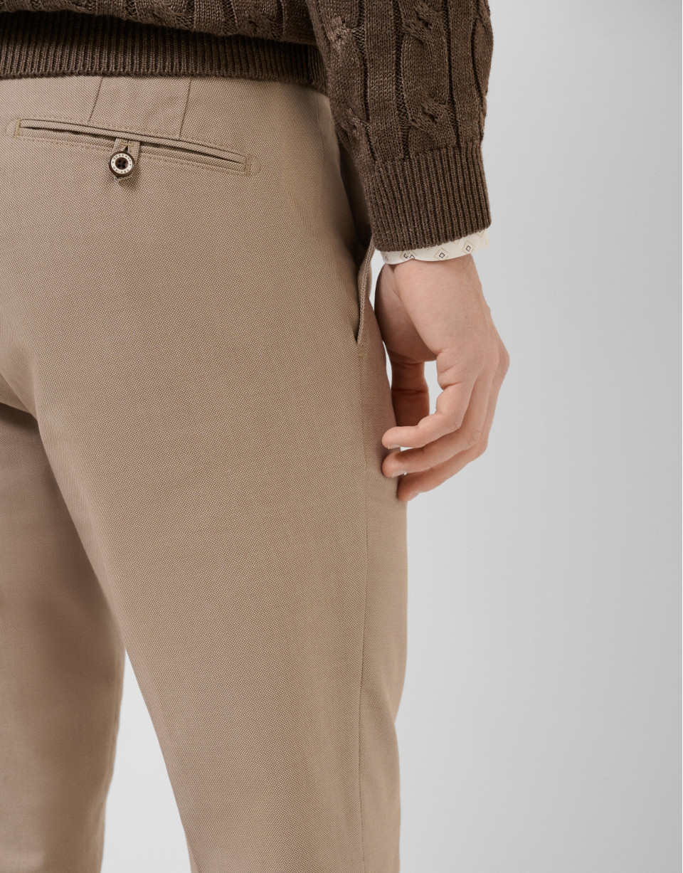 Mink brown pheasant eye chino trousers - Man | Roberto Verino