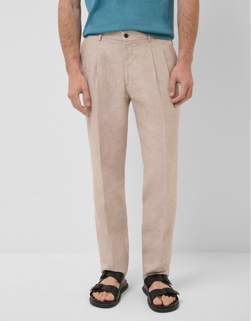 Beige linen trousers - Man - SS2026 | Roberto Verino
