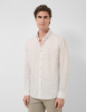 Regular fit khaki geometric print casual shirt | Roberto Verino