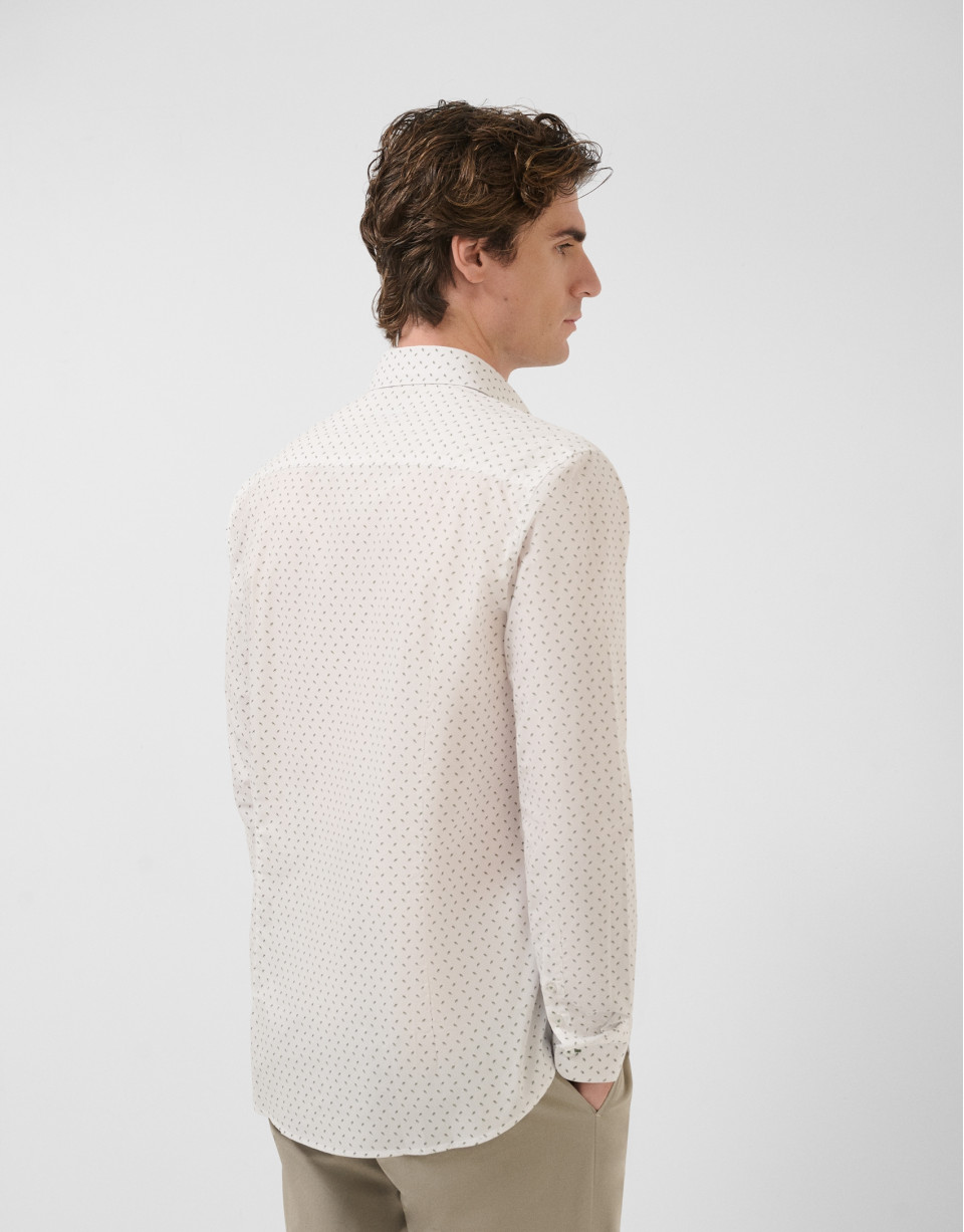 Regular fit khaki geometric print casual shirt | Roberto Verino
