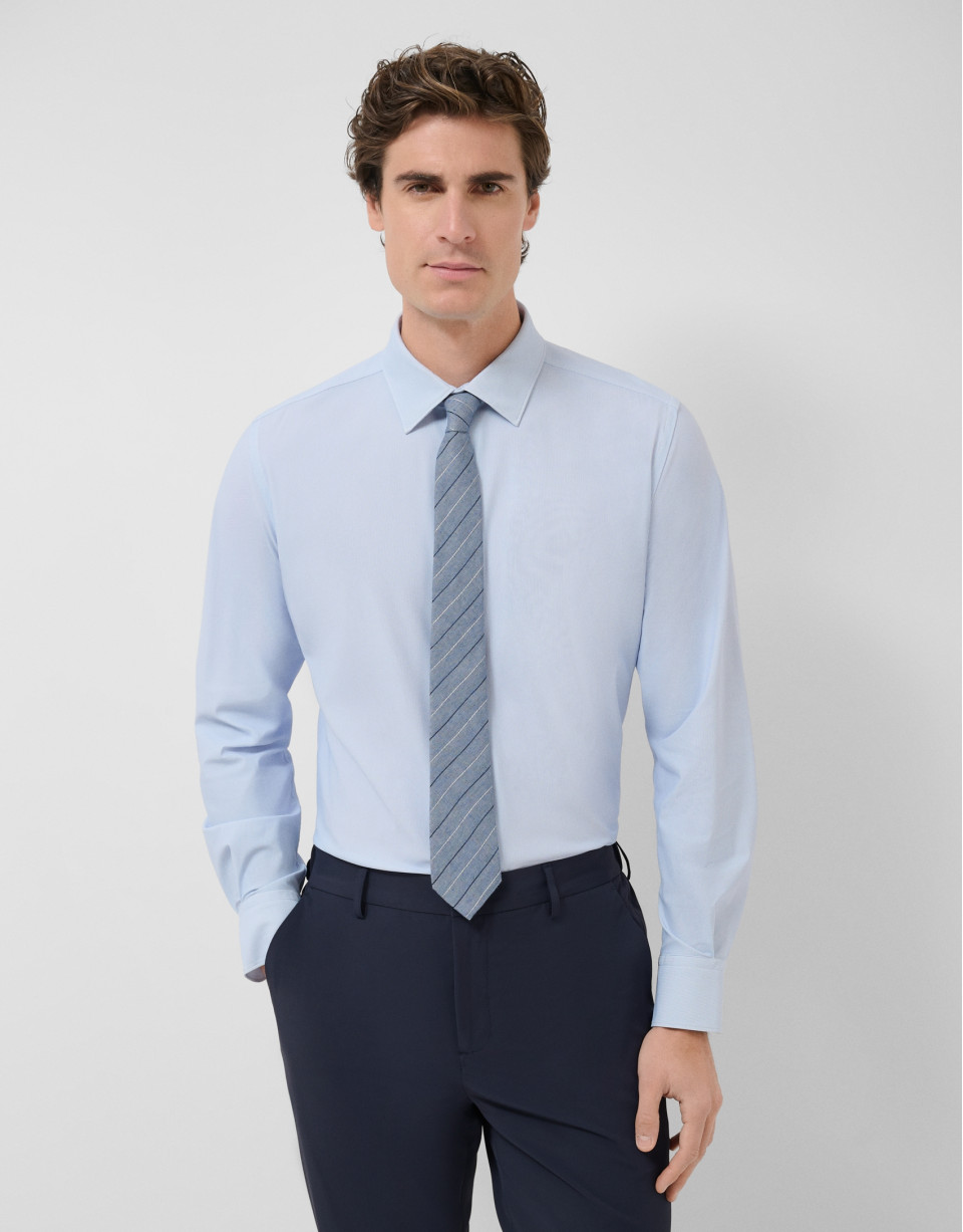 Regular fit shirt with light blue geometric ... | Roberto Verino
