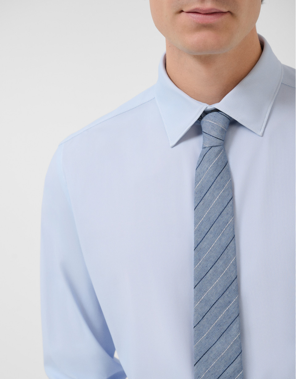 Regular fit shirt with light blue geometric ... | Roberto Verino