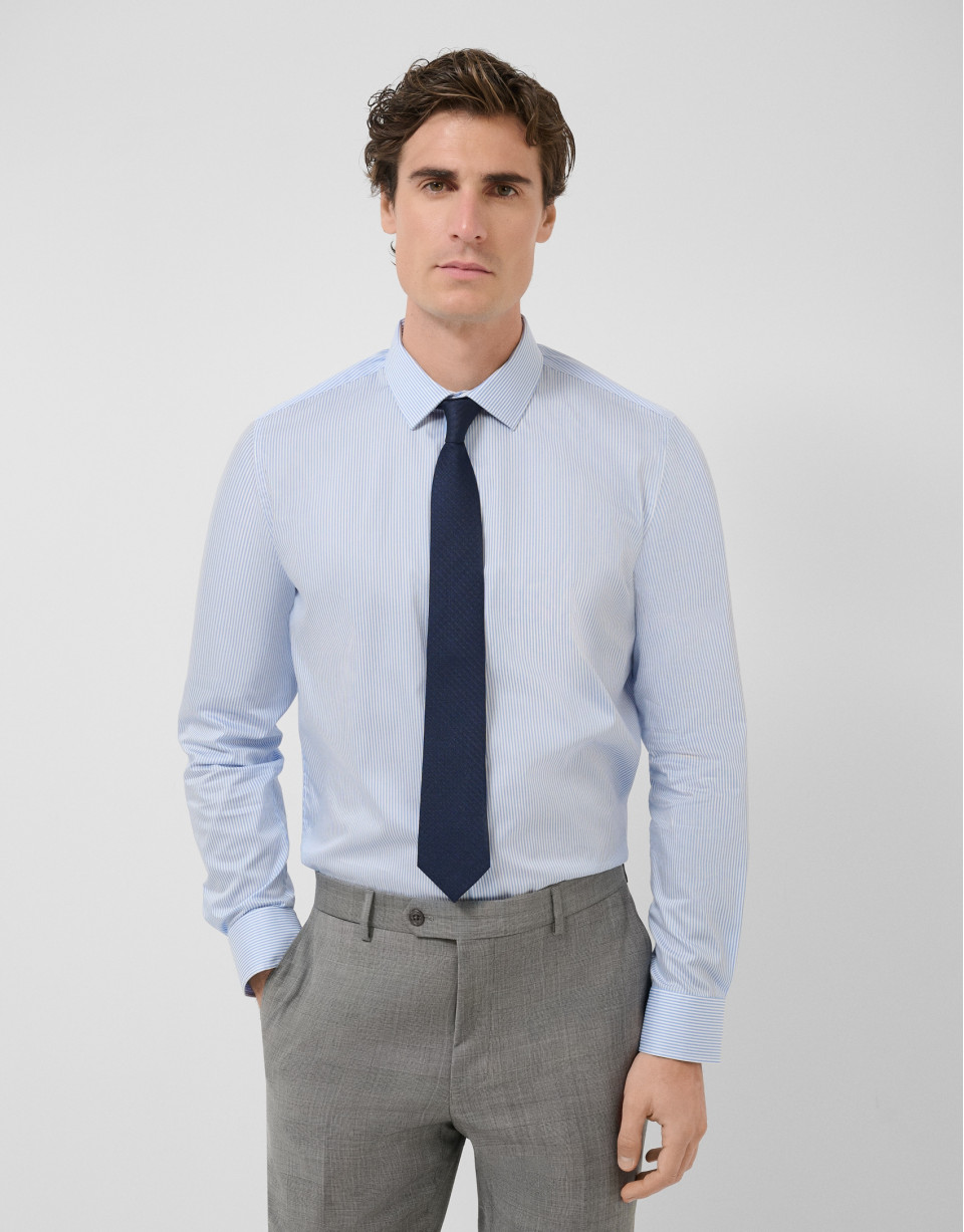 Light blue and white striped dress shirt - Man | Roberto Verino