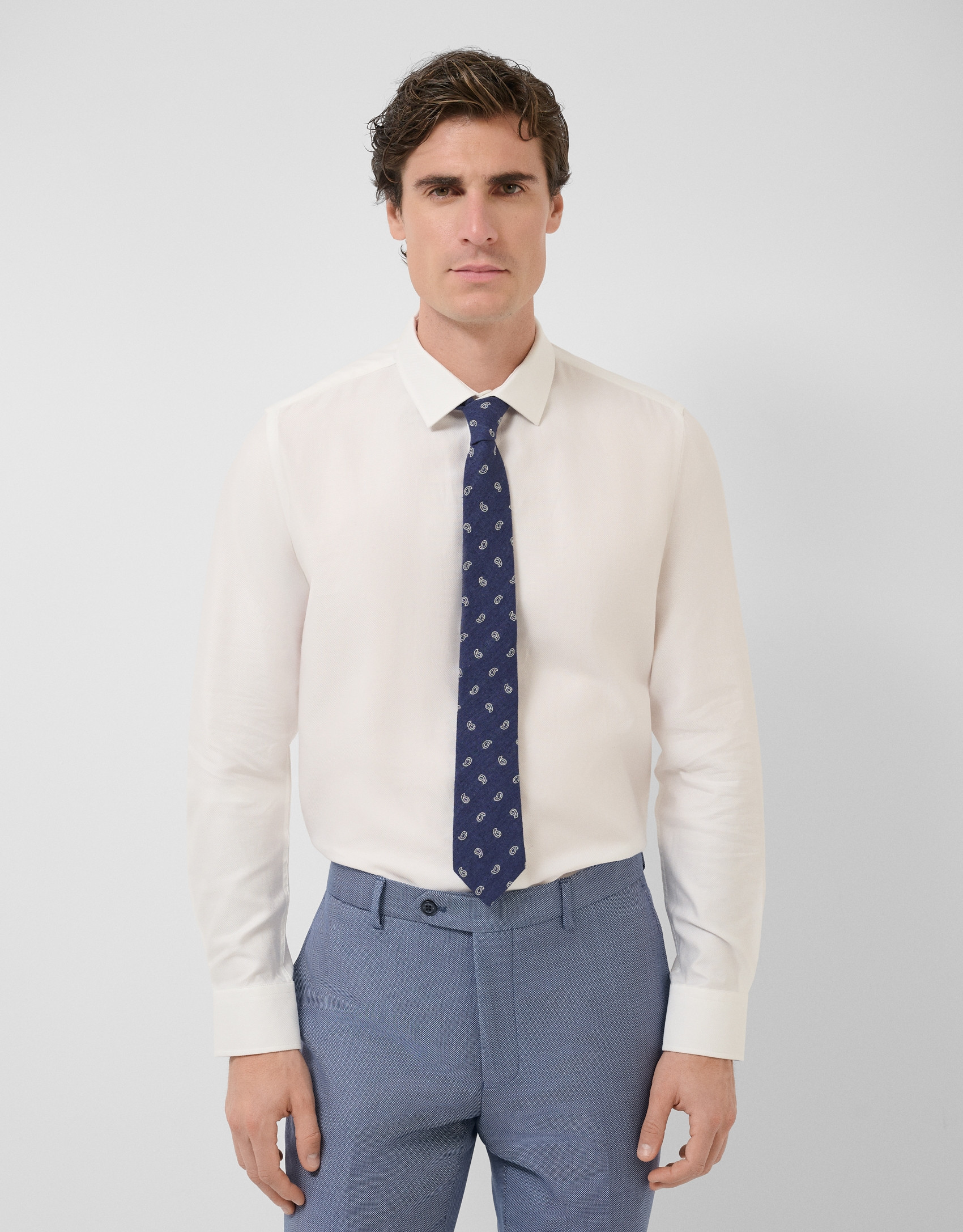 White microstructure dress shirt - Man - SS2026 | Roberto Verino
