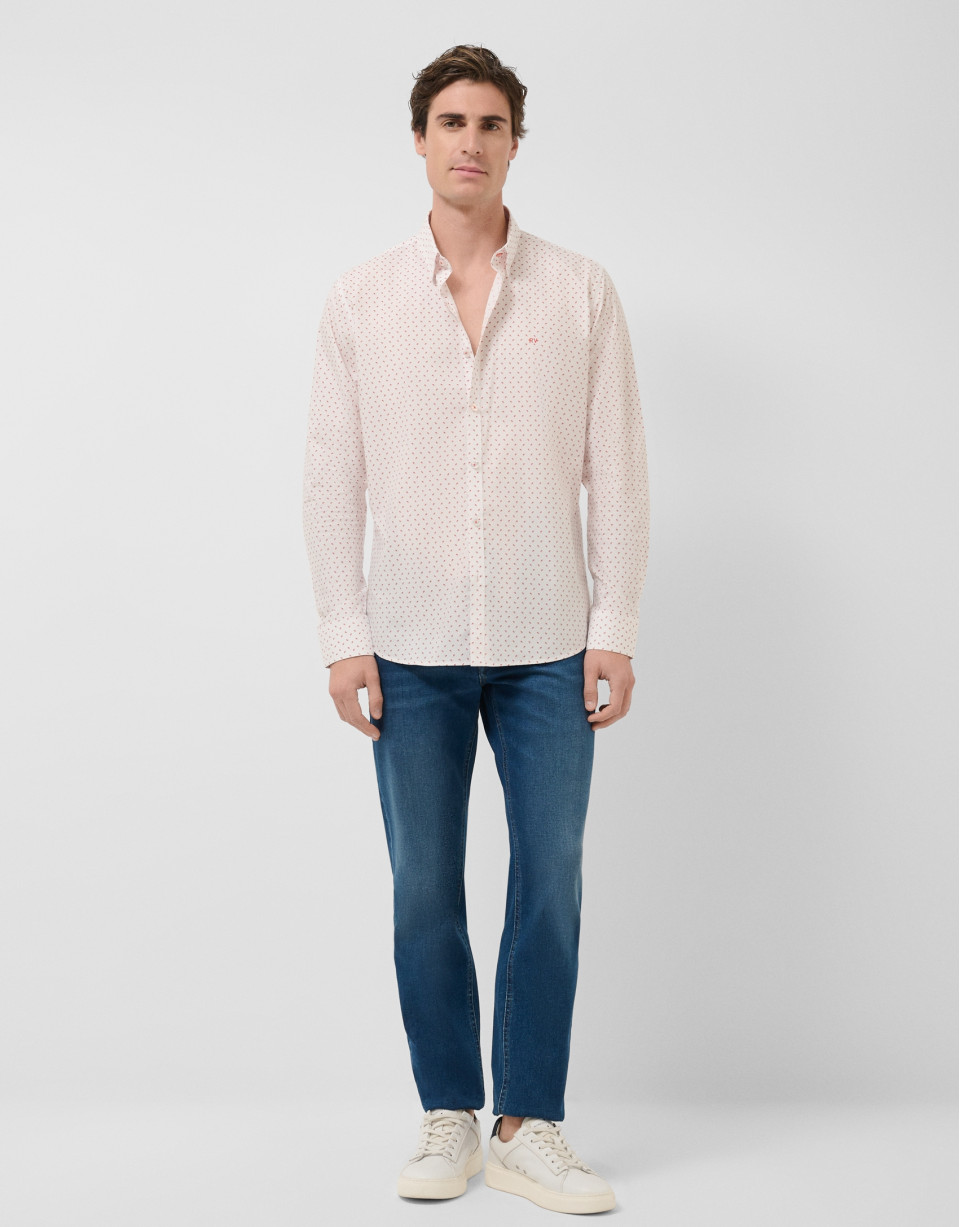 Regular fit orange geometric print casual shirt | Roberto Verino