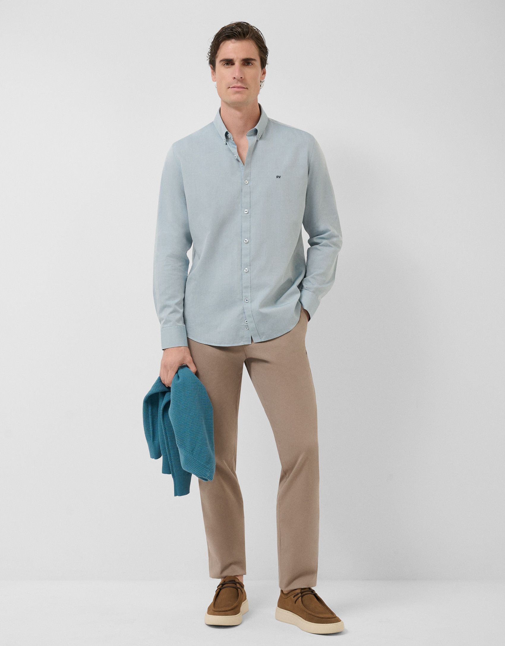 Camisa sport regular oxford verde azulado | Roberto Verino