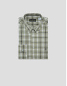 Regular fit khaki checked shirt with navy and... | Roberto Verino