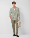 Regular fit white and khaki striped shirt - Man | Roberto Verino