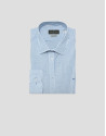 Slim fit sports shirt with sky blue and white... | Roberto Verino