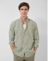 Camisa sport regular rayas blanco y caqui | Roberto Verino