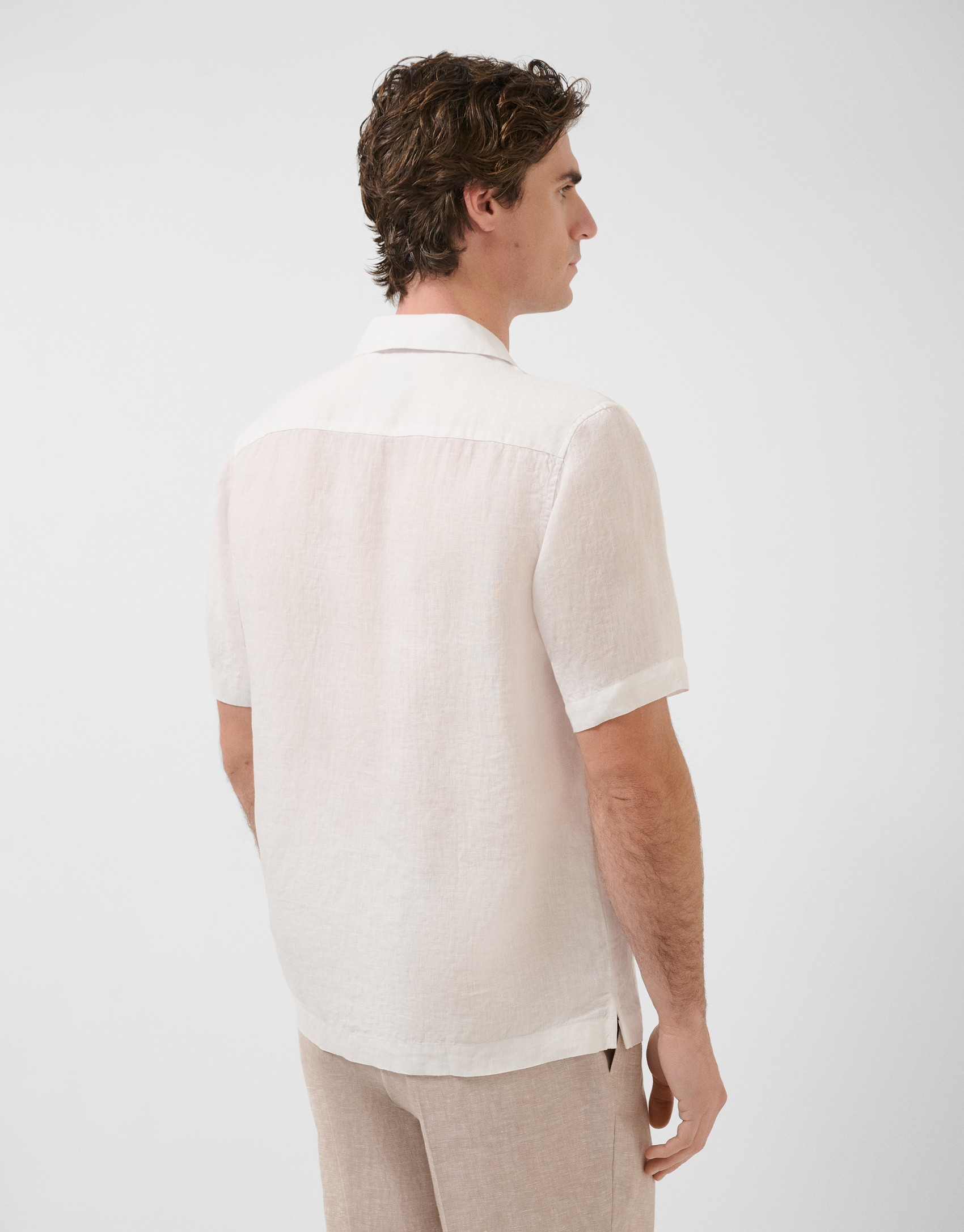 Slim fit white linen guayabera shirt - Man | Roberto Verino