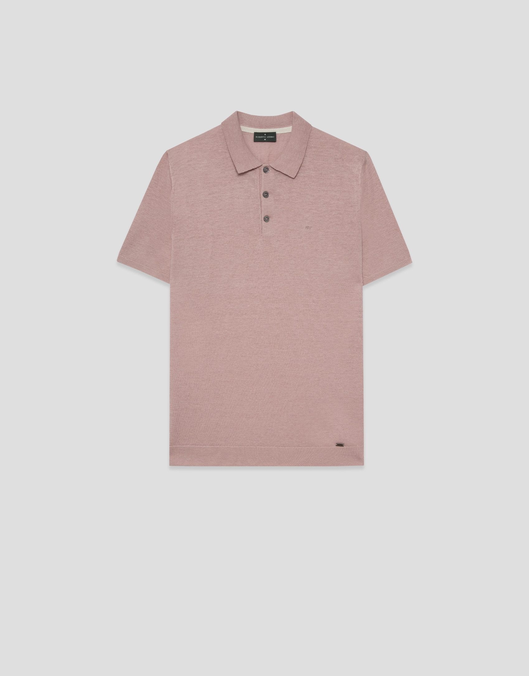 Pink linen knitted polo shirt - Man - SS2026 | Roberto Verino