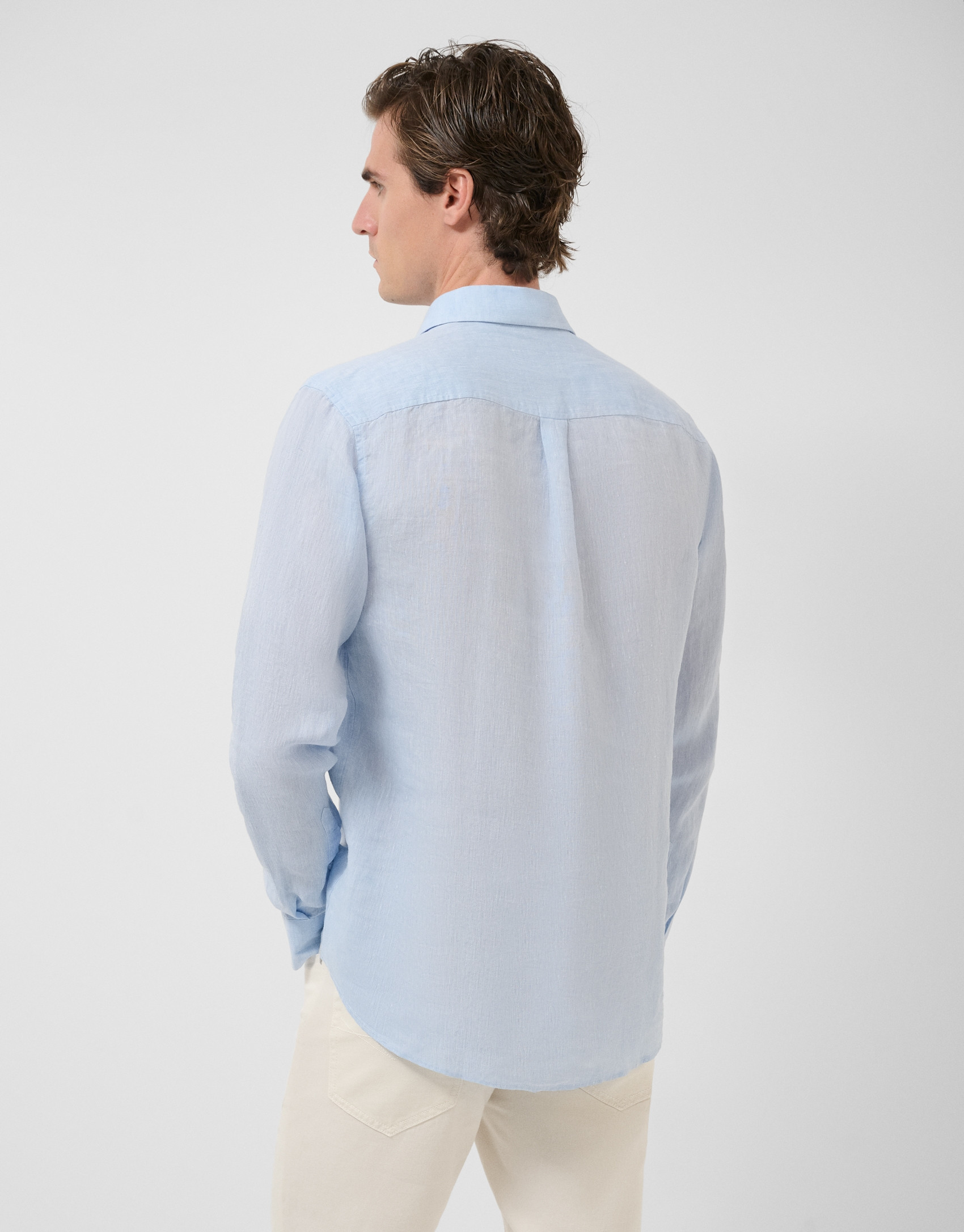 Regular fit light blue linen polo shirt - Man | Roberto Verino