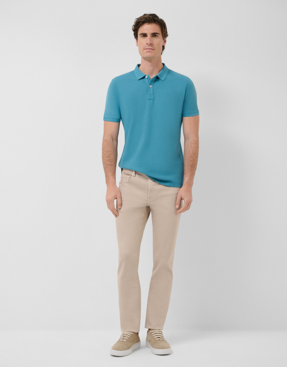 Blue-green short-sleeved piqué polo shirt - Man | Roberto Verino