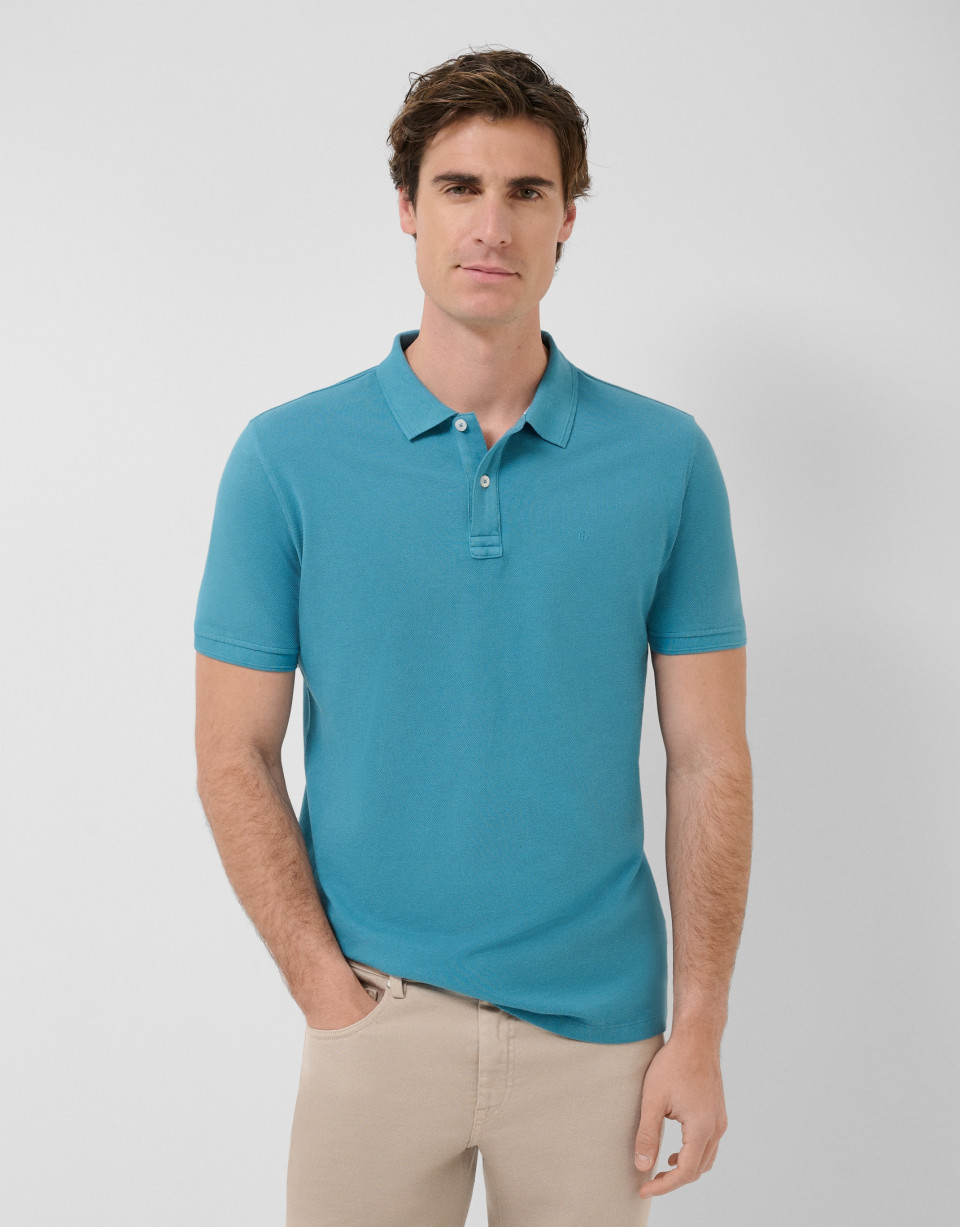 Polo piqué de manga corta azul verdoso - Hombre | Roberto Verino