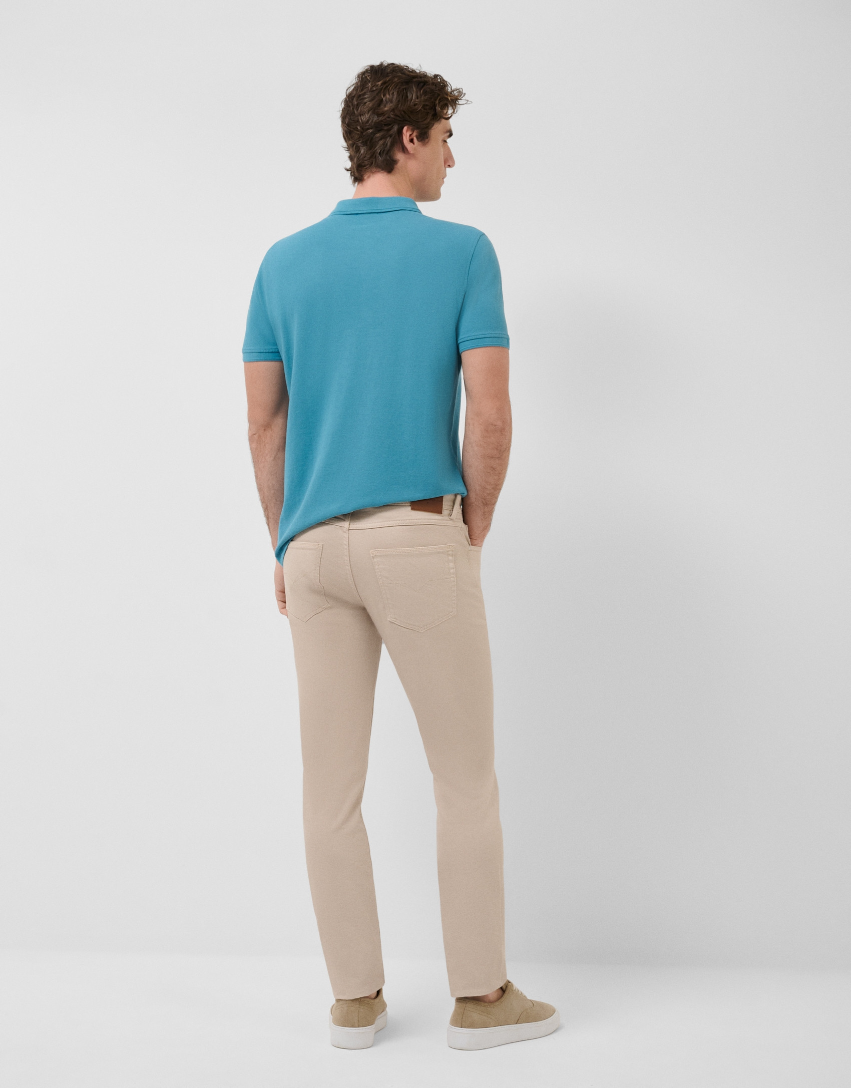 Blue-green short-sleeved piqué polo shirt - Man | Roberto Verino