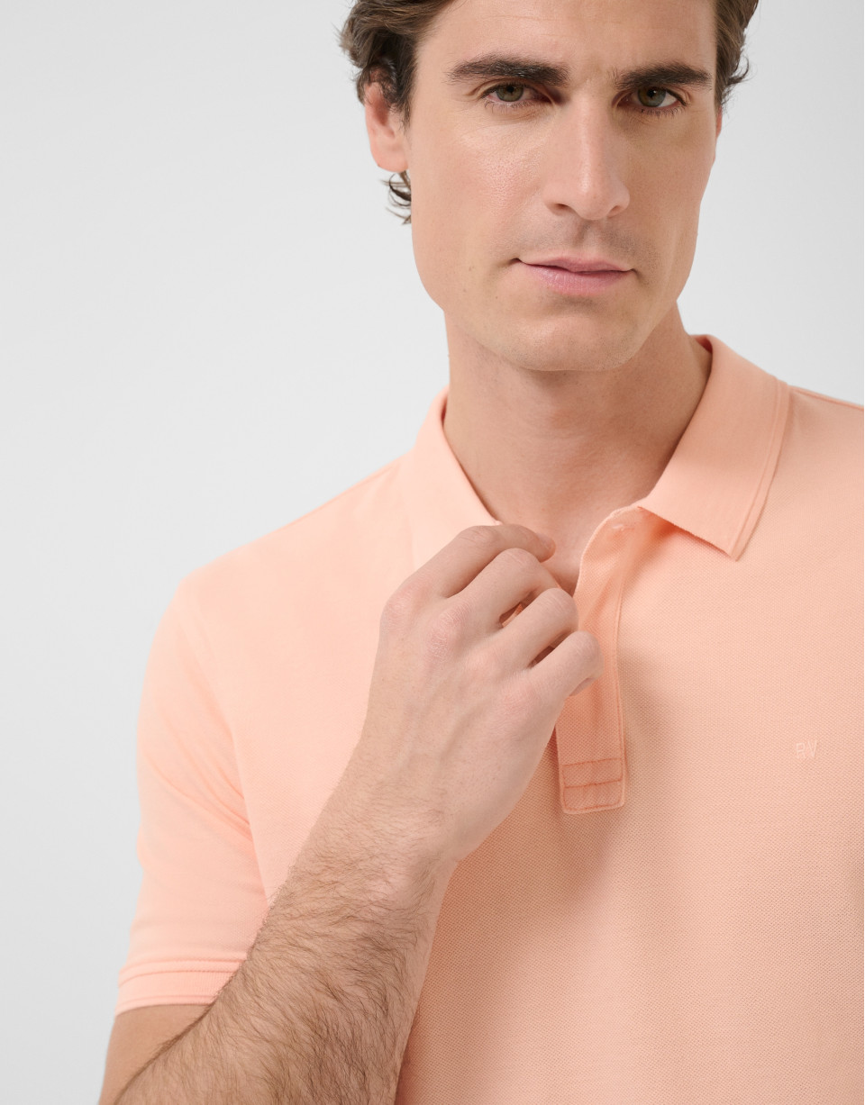 Light orange short-sleeved piqué polo shirt | Roberto Verino