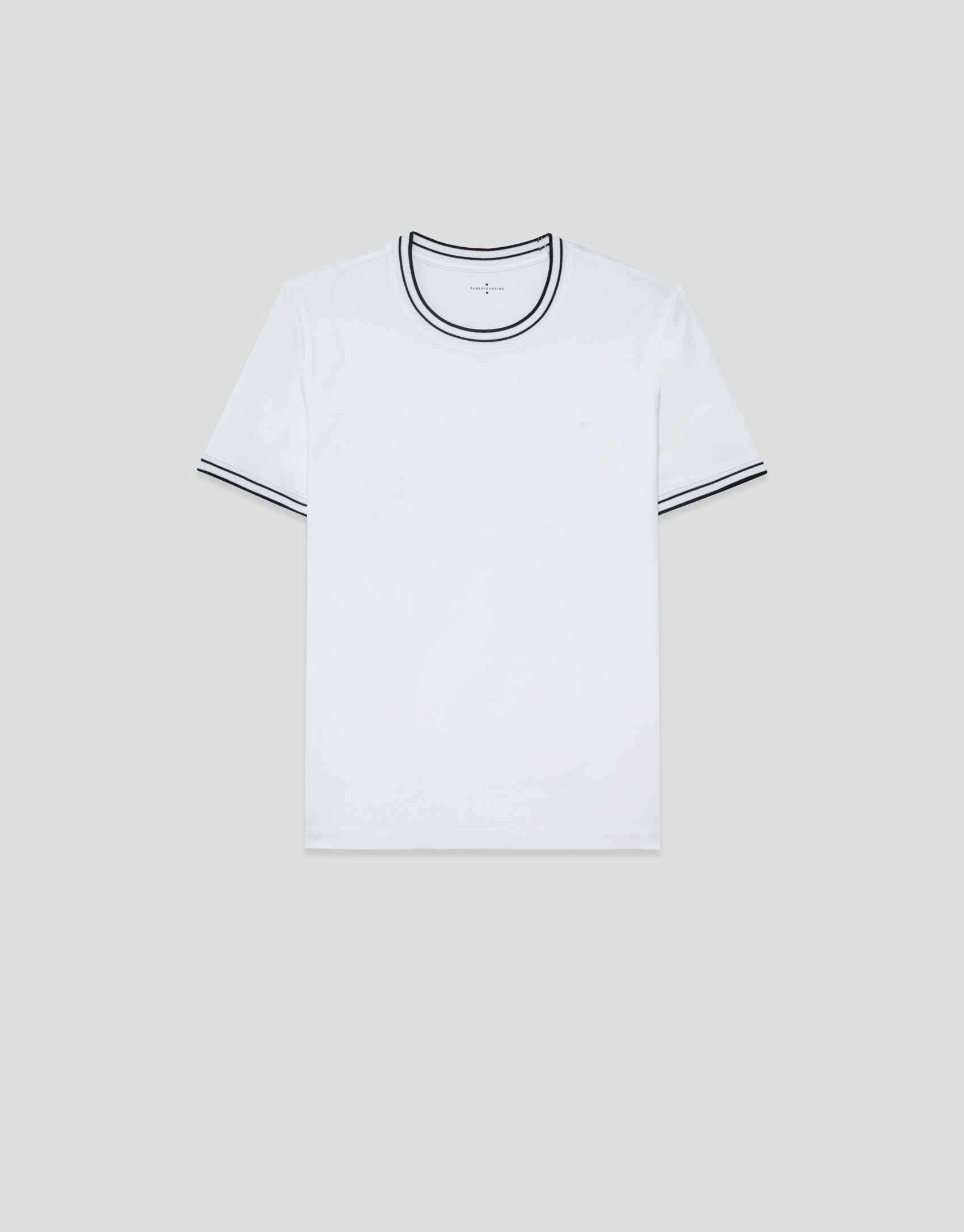 Camiseta manga corta mercerizado blanco rib ... | Roberto Verino