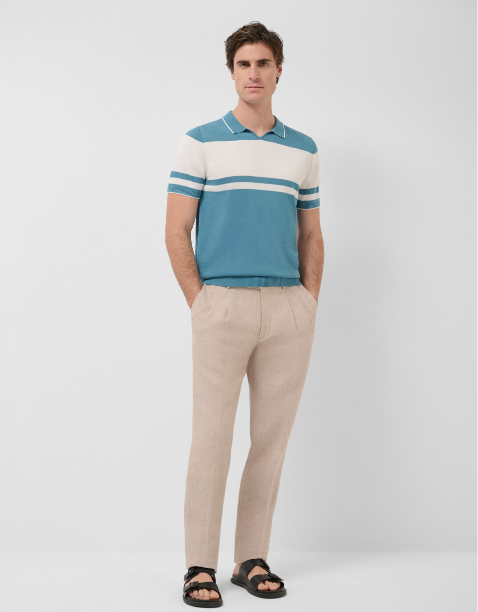 Polo tricotado rayas azul verdoso/blanco | Roberto Verino