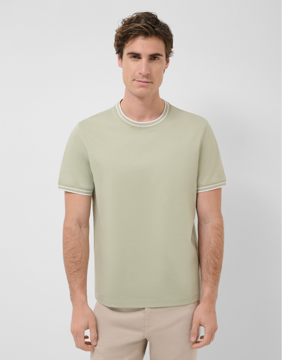 Light khaki mercerised short-sleeved T-shirt | Roberto Verino