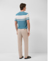 Polo tricotado rayas azul verdoso/blanco | Roberto Verino