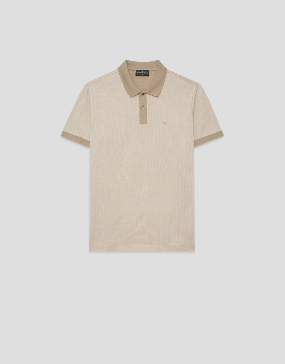 Three-colour camel/white mercerised jacquard ... | Roberto Verino