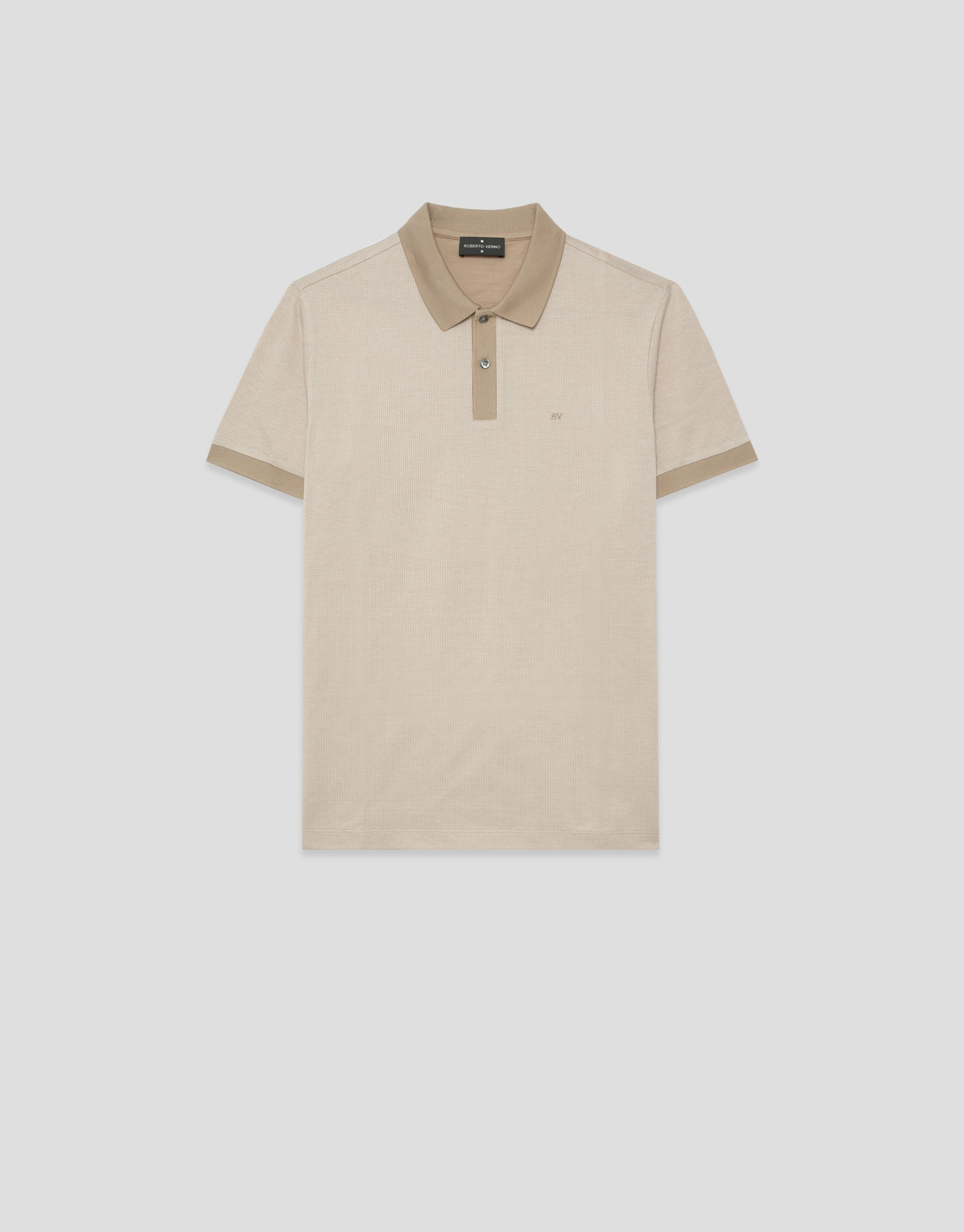Three-colour camel/white mercerised jacquard ... | Roberto Verino