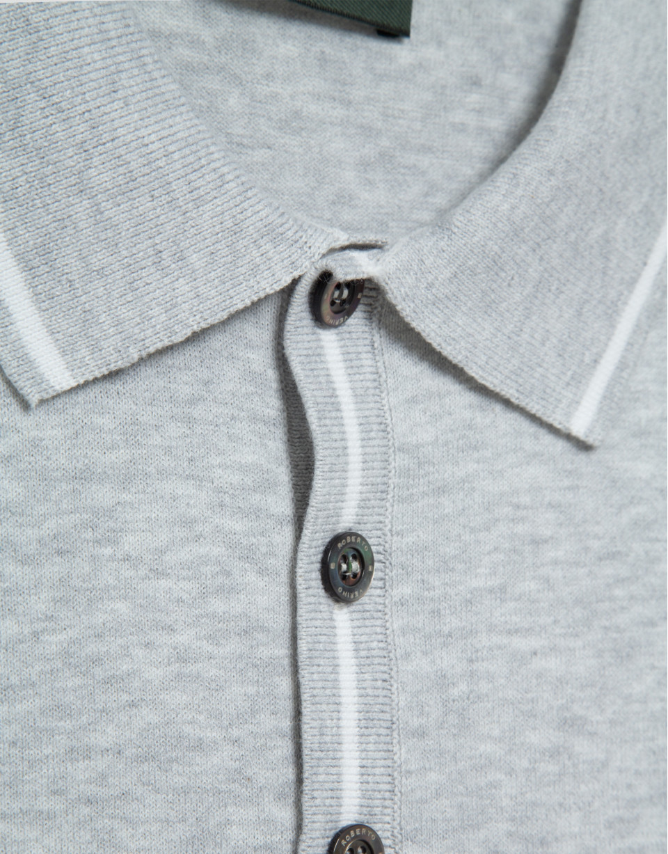 Grey melange knitted polo shirt - Man - SS2026 | Roberto Verino
