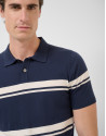 Polo tricotado high twist rayas marino/blanco | Roberto Verino