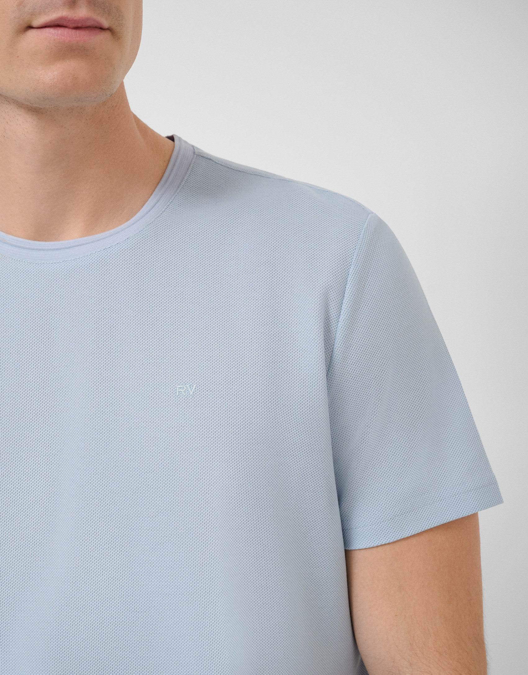 Light blue short-sleeved piqué T-shirt - Man | Roberto Verino