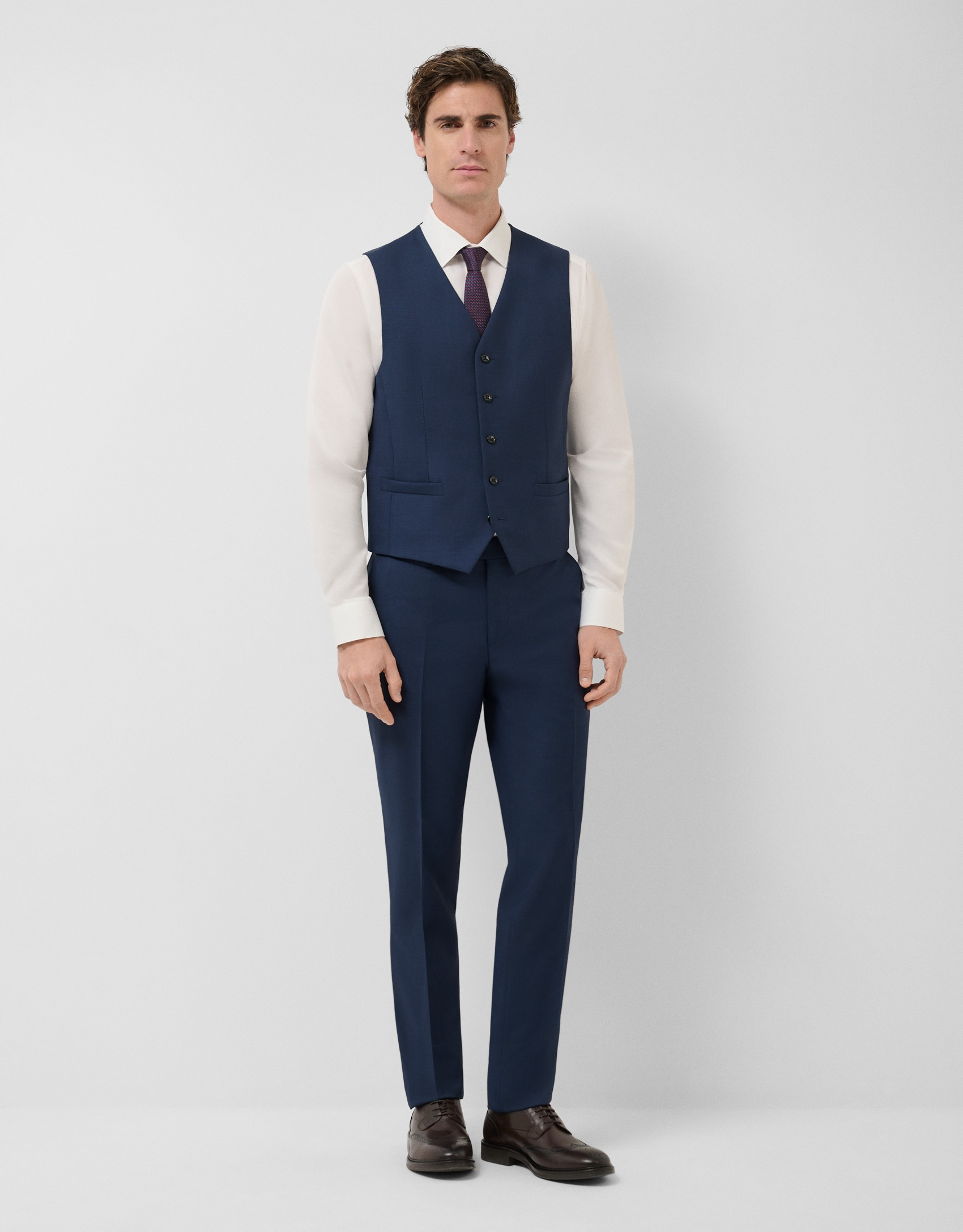 Navy blue wool faux plain dress waistcoat - Man | Roberto Verino