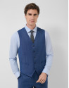 Ink blue checked waistcoat - Man - SS2026 | Roberto Verino