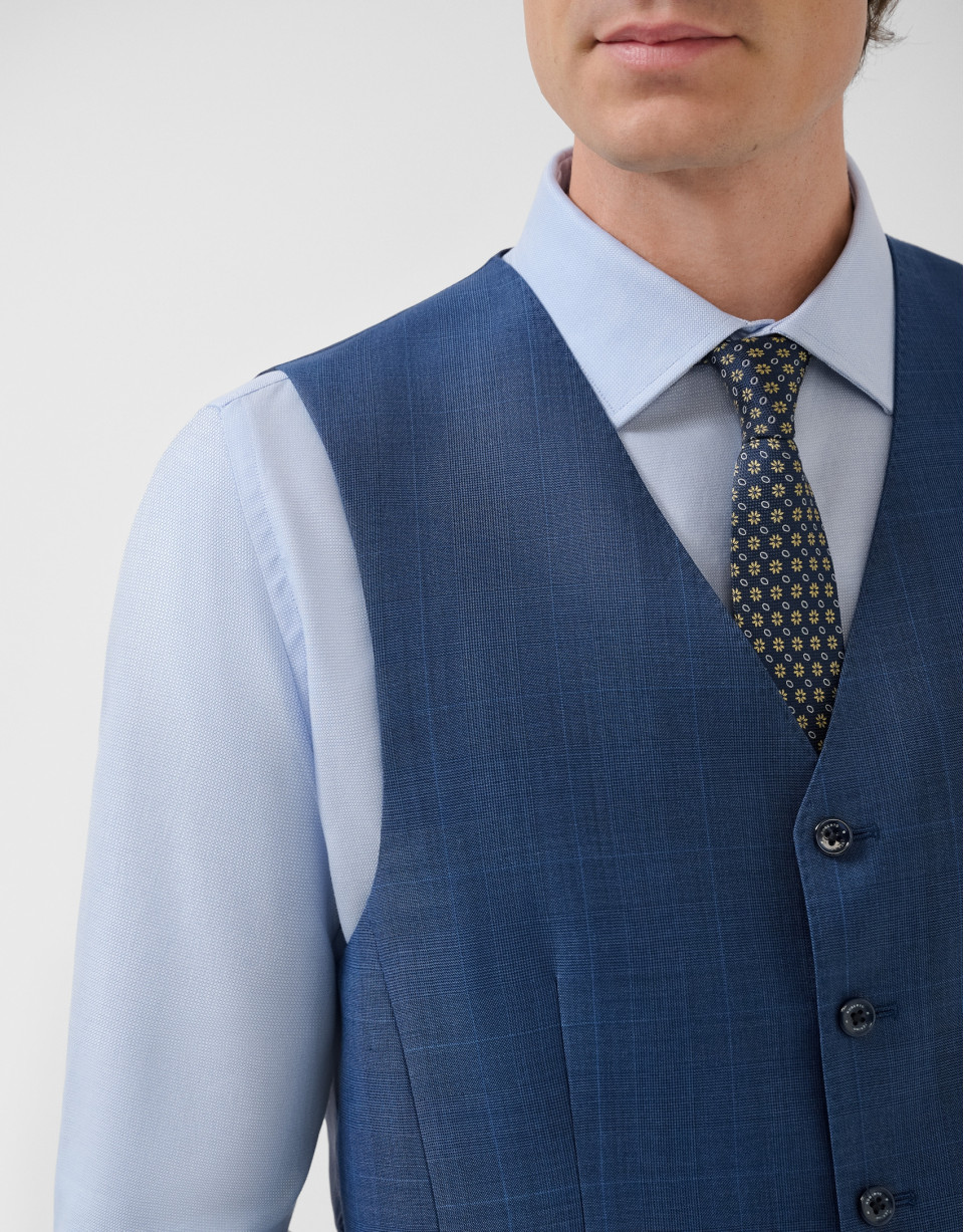 Ink blue checked waistcoat - Man - SS2026 | Roberto Verino